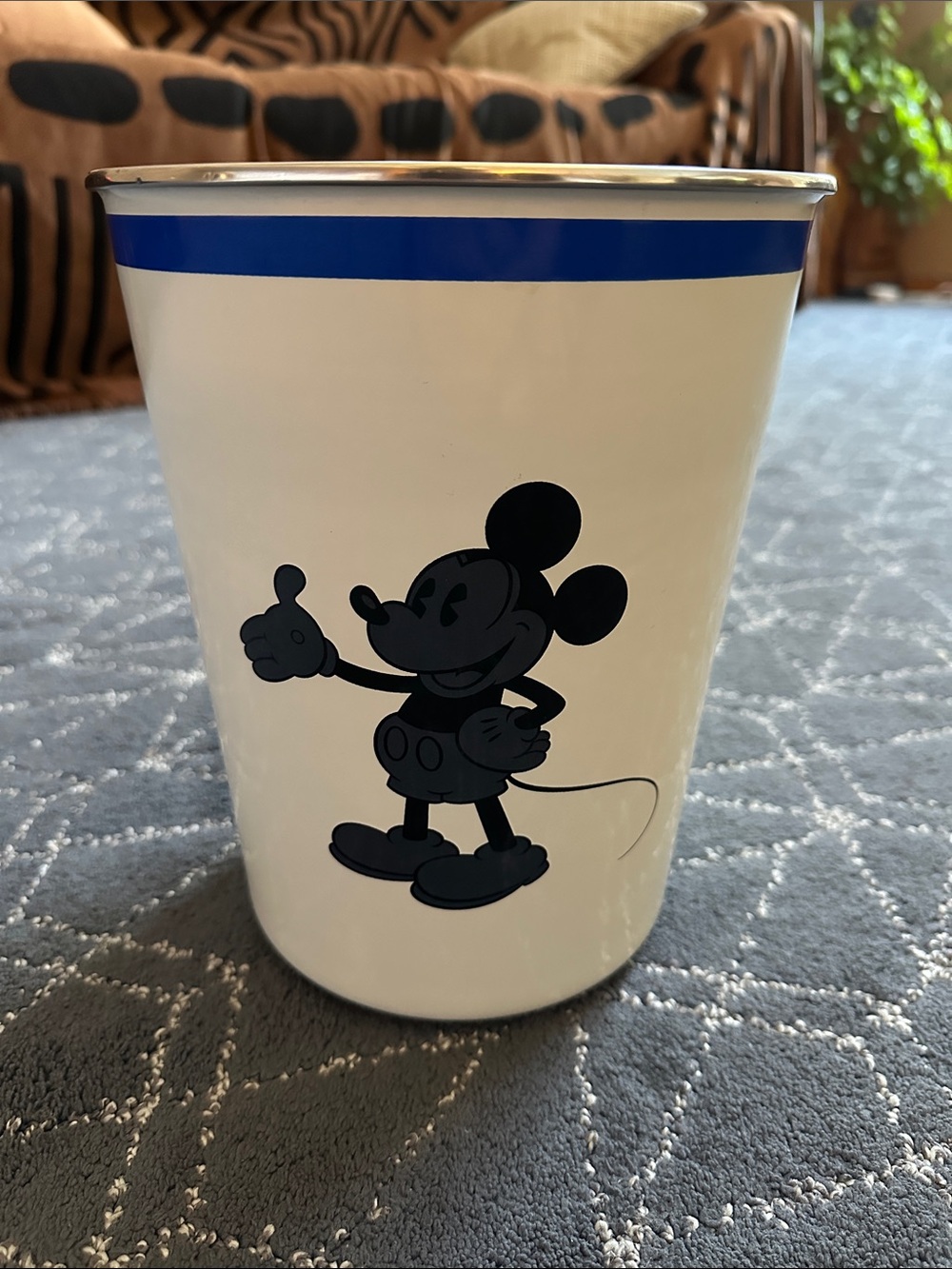 Disney Mickey Mouse Enamel Metal Trash Can